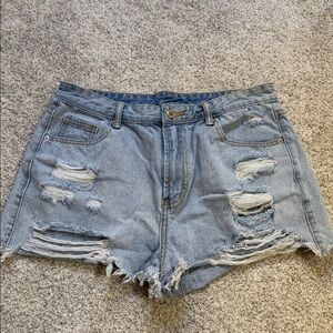 Distressed Light-Wash Denim Women Shorts *SIZE L*